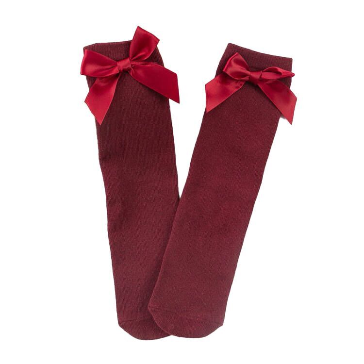 (Pre Order)Girls Solid Color Bow Socks