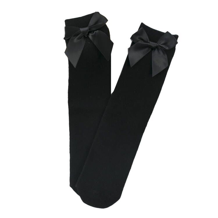(Pre Order)Girls Solid Color Bow Socks
