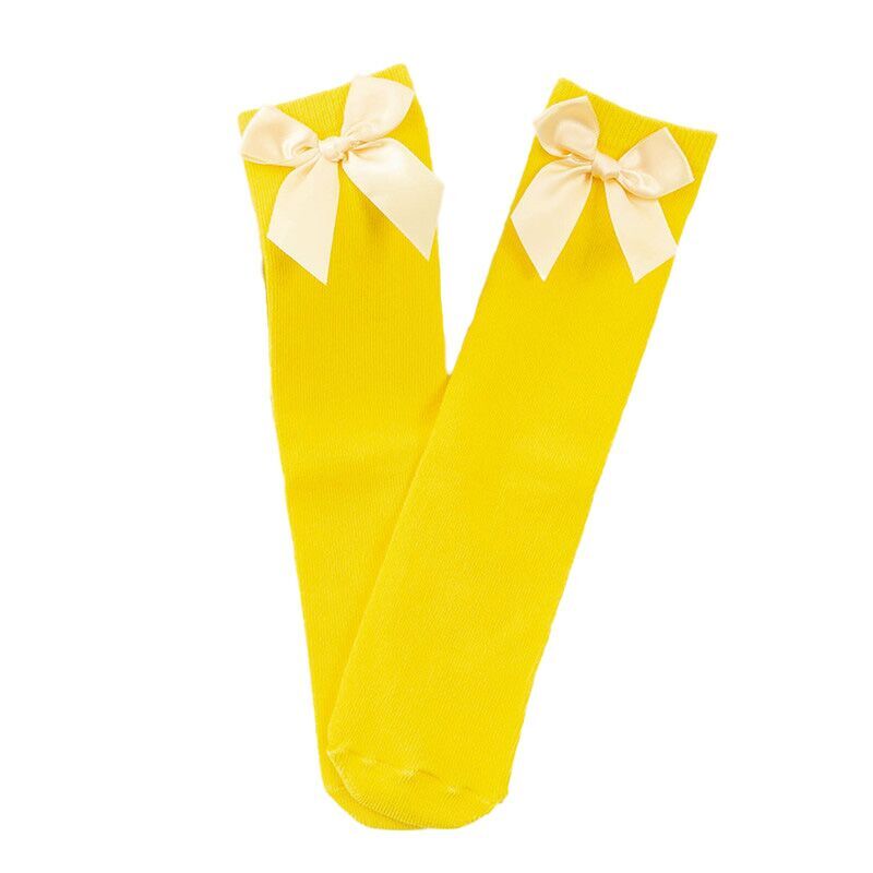(Pre Order)Girls Solid Color Bow Socks