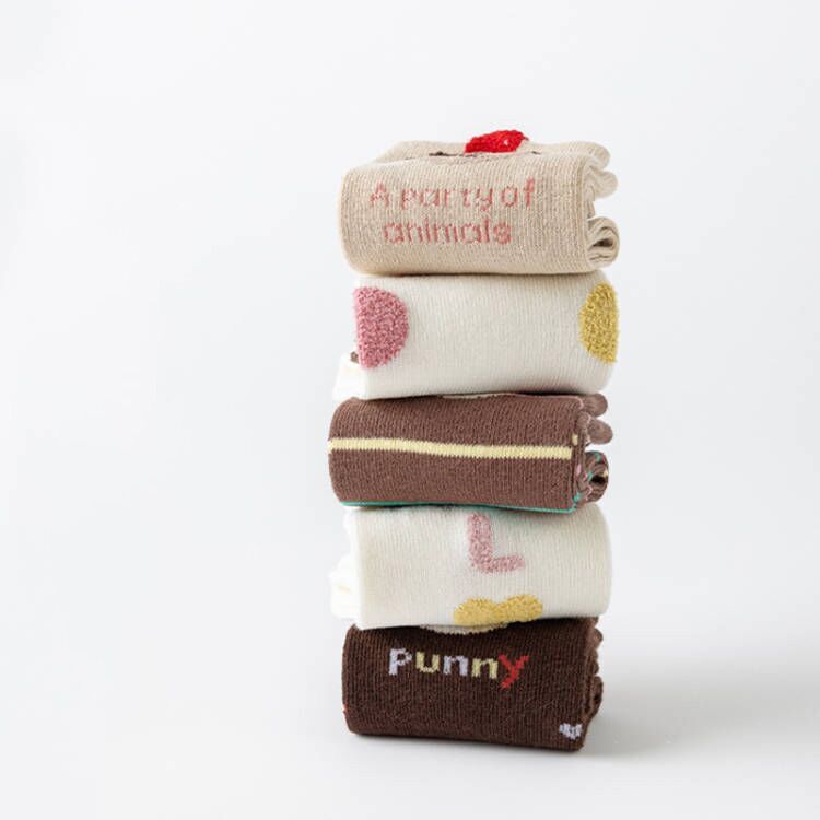 (Pre Order)5 Pairs of Girls Easter Bunny Jacquard Mid-tube Socks