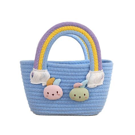 (Pre Order)Girls Easter Bunny Cotton Rope Woven Carrying Basket