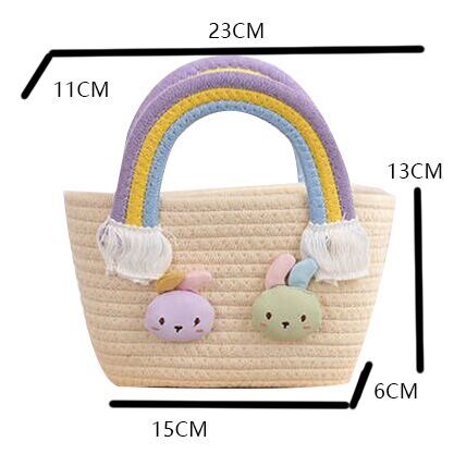 (Pre Order)Girls Easter Bunny Cotton Rope Woven Carrying Basket