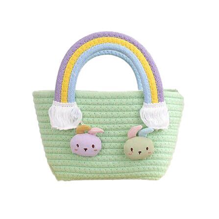 (Pre Order)Girls Easter Bunny Cotton Rope Woven Carrying Basket