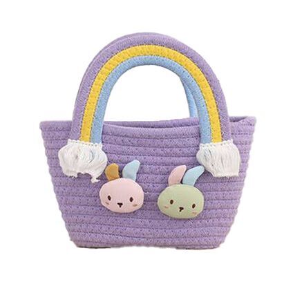 (Pre Order)Girls Easter Bunny Cotton Rope Woven Carrying Basket