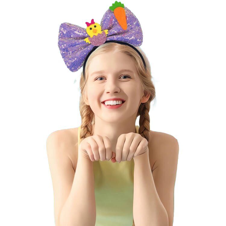 (Pre Order)Girls Easter Cartoon Sequin Bow Headband