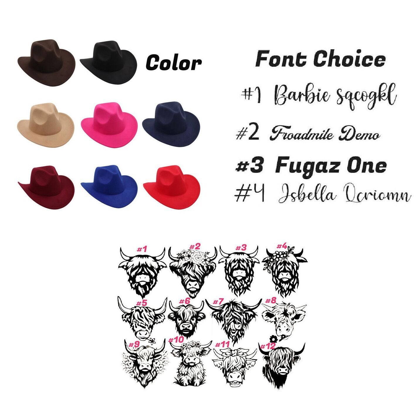 (Pre Order)Personalized Cowboy Hat with Printed Name - Custom Hat for Kids&Adults