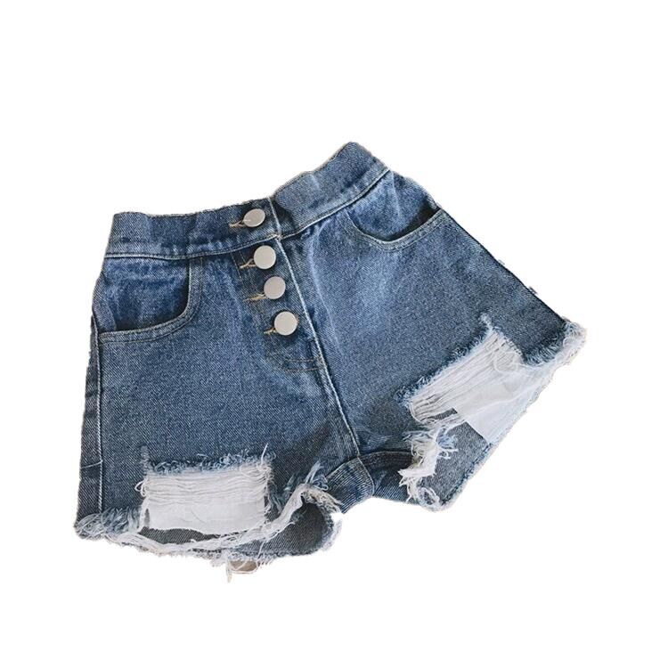 (Pre Order)Girls Stylish Ripped Denim Shorts