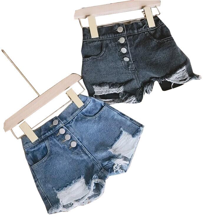 (Pre Order)Girls Stylish Ripped Denim Shorts