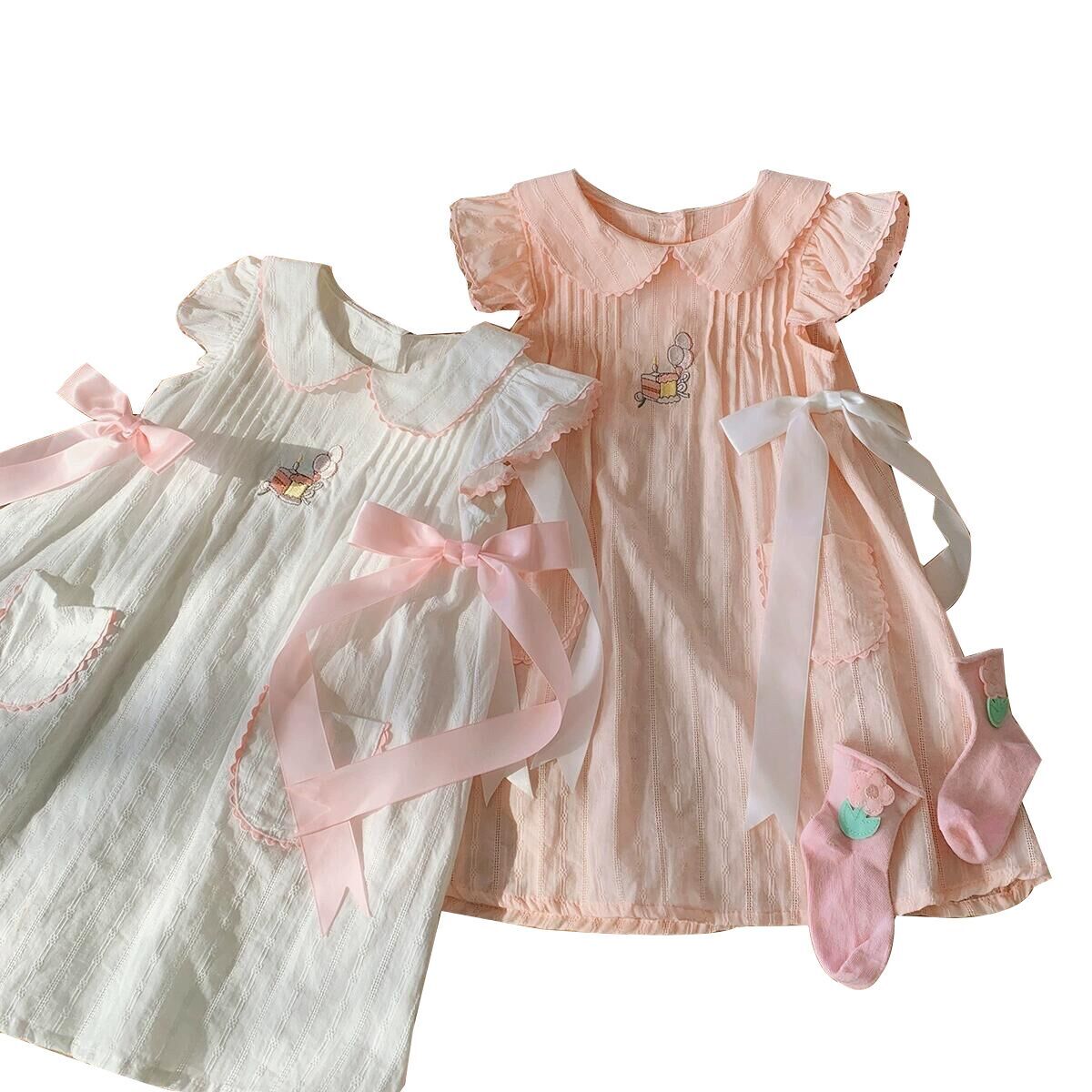 Kids Girl Flower Embroidery Summer Birthday Party Dresses main image 0