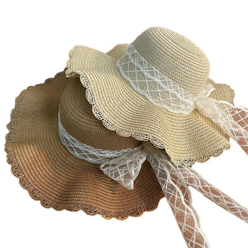 (Pre Order)Adults Summer Bow Lace Straw Hat