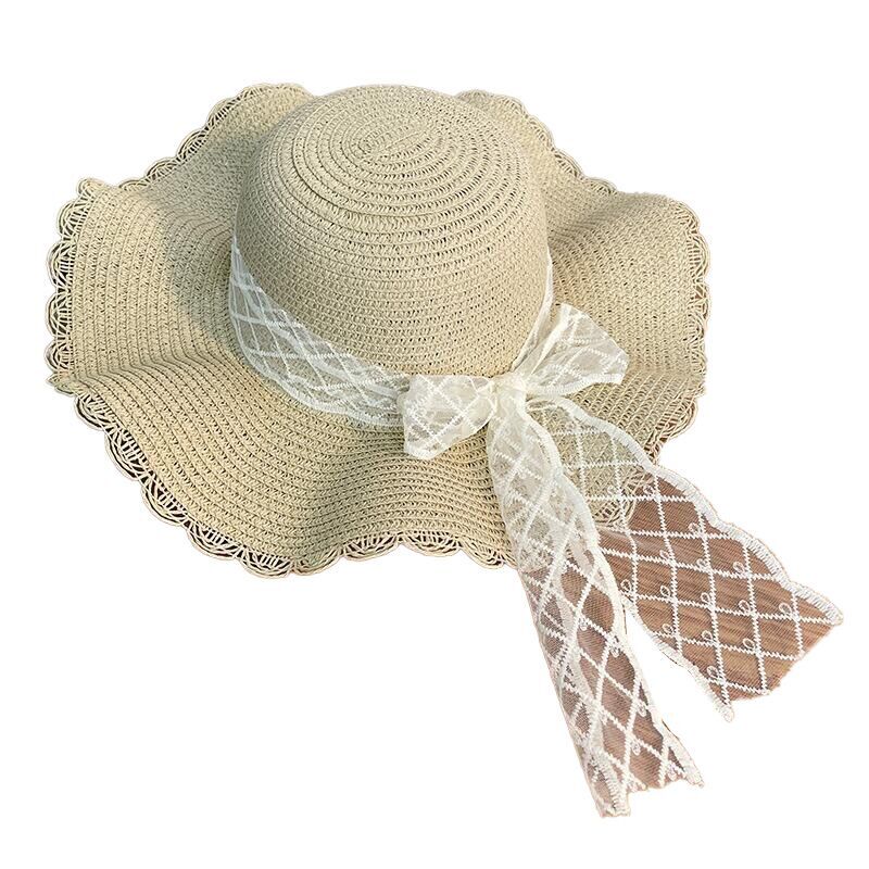 (Pre Order)Adults Summer Bow Lace Straw Hat