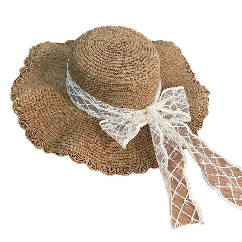 (Pre Order)Adults Summer Bow Lace Straw Hat