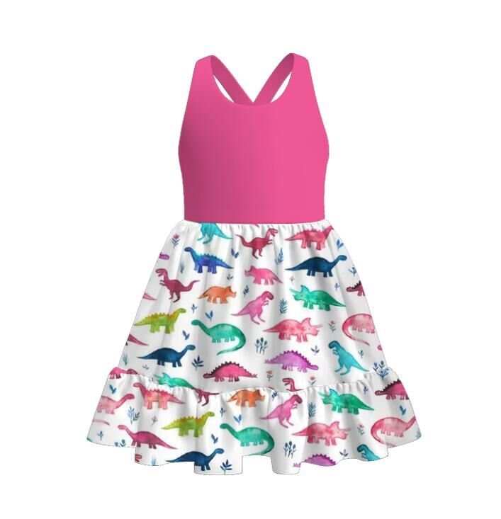 (Pre Order)Girls Spring and Summer Cartoon Print Dress