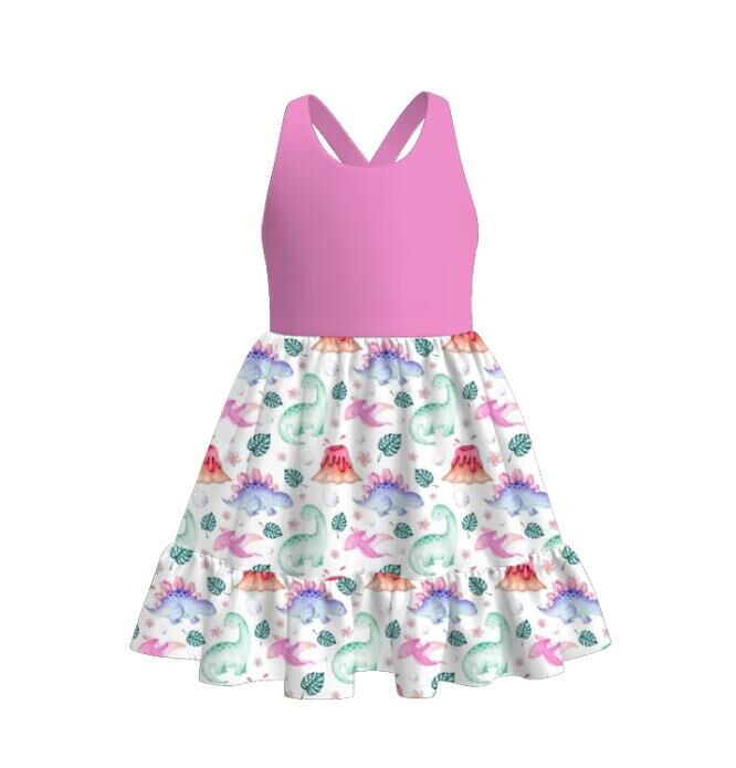 (Pre Order)Girls Spring and Summer Cartoon Print Dress