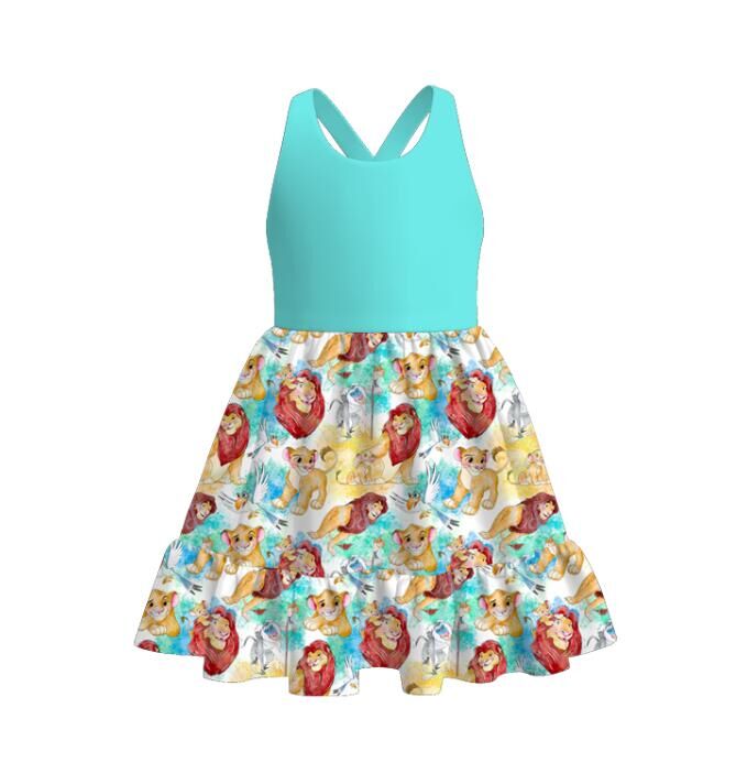 (Pre Order)Girls Spring and Summer Cartoon Print Dress