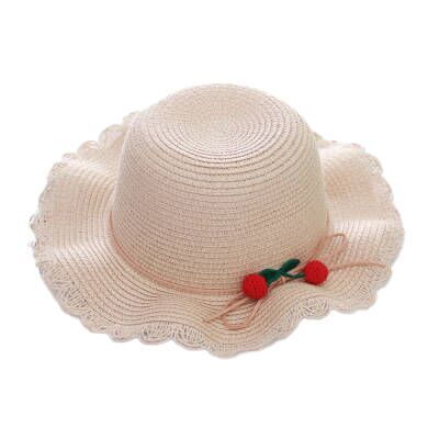 (Pre Order)Girls Spring and Summer Cherry Straw Hat and Straw Bag