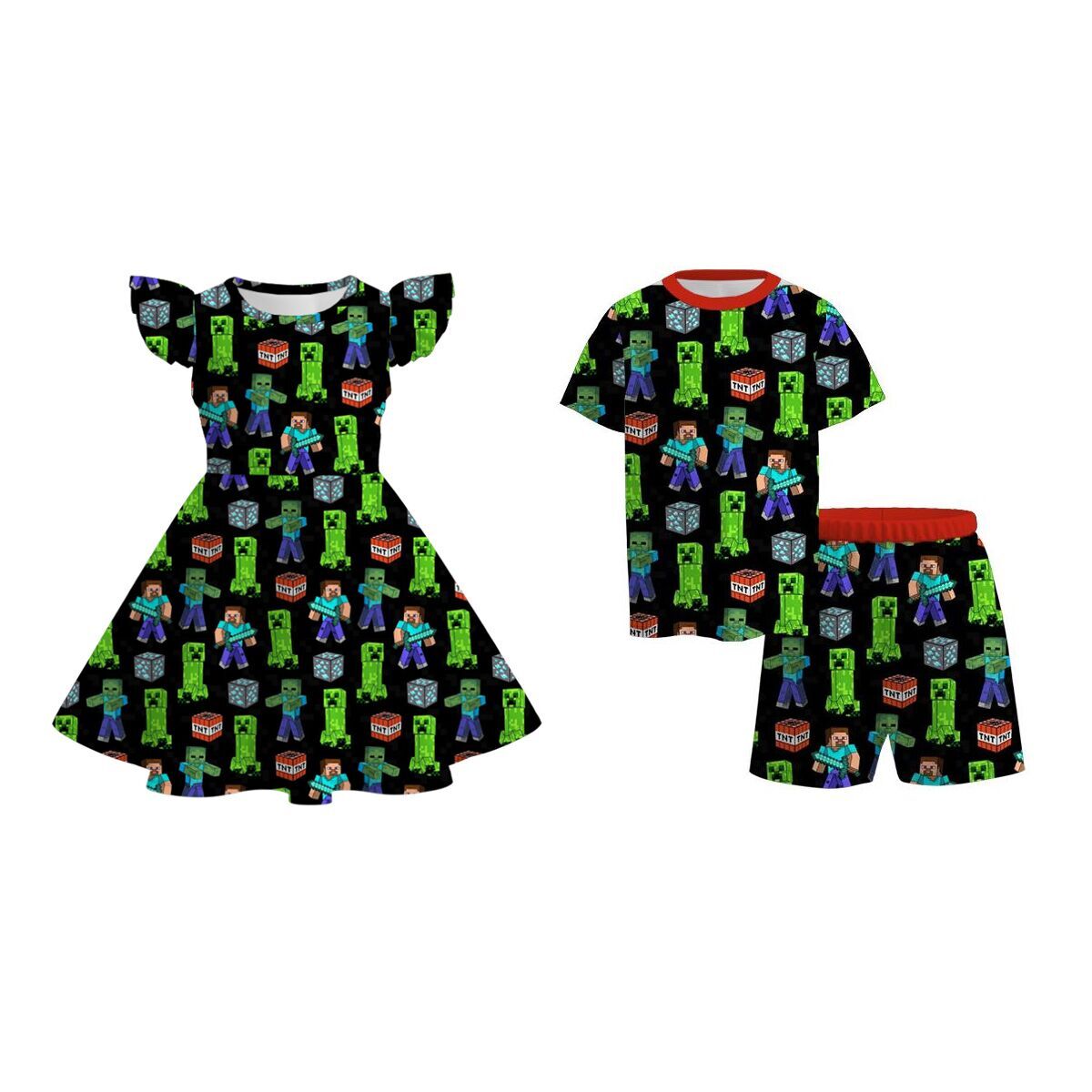 (Pre Order)Sibling Game Character Print Dress &Set