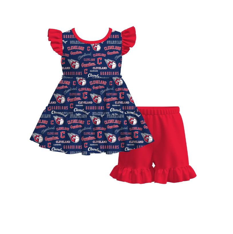 (Pre Order)Girls Spring and Summer Football Print Shorts Set