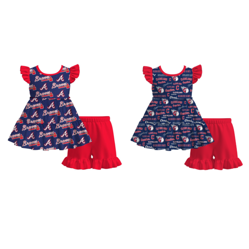 (Pre Order)Girls Spring and Summer Football Print Shorts Set