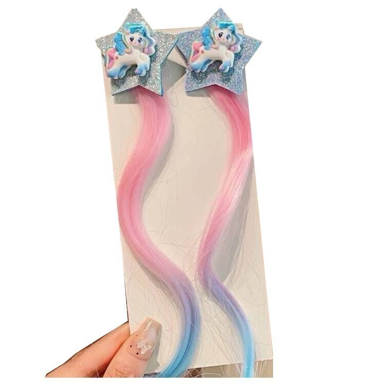(Pre Order)Girls Cute Cartoon Star Colored Wig Piece