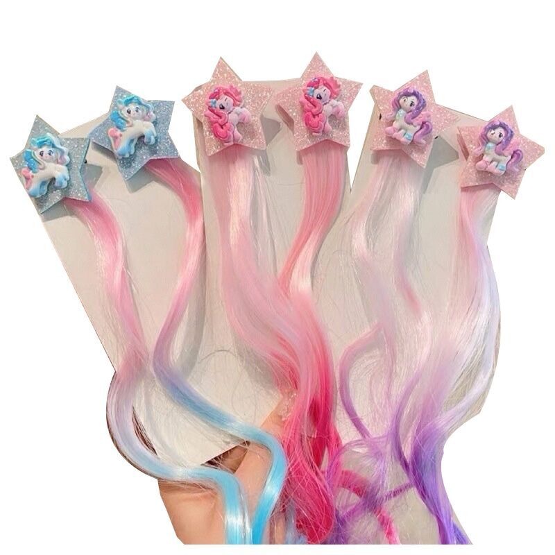 (Pre Order)Girls Cute Cartoon Star Colored Wig Piece