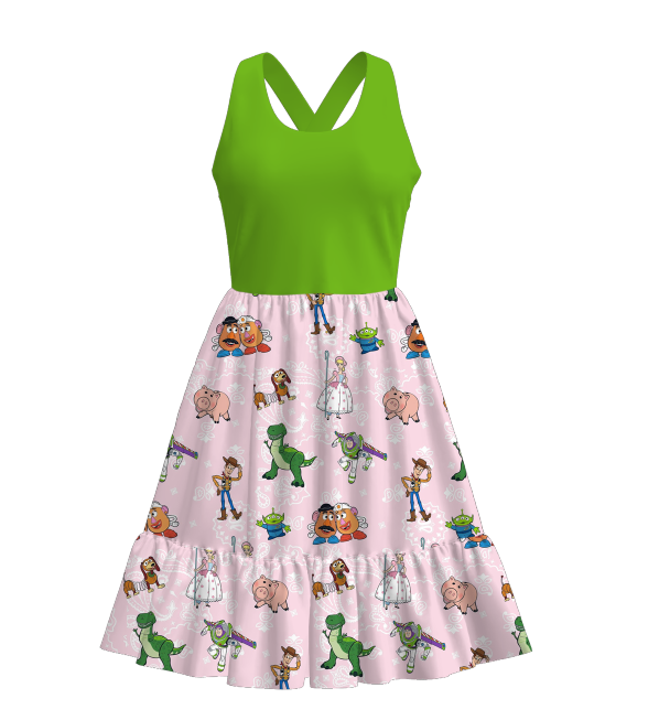 (Pre Order)Adults Spring and Summer Cartoon Print Dress