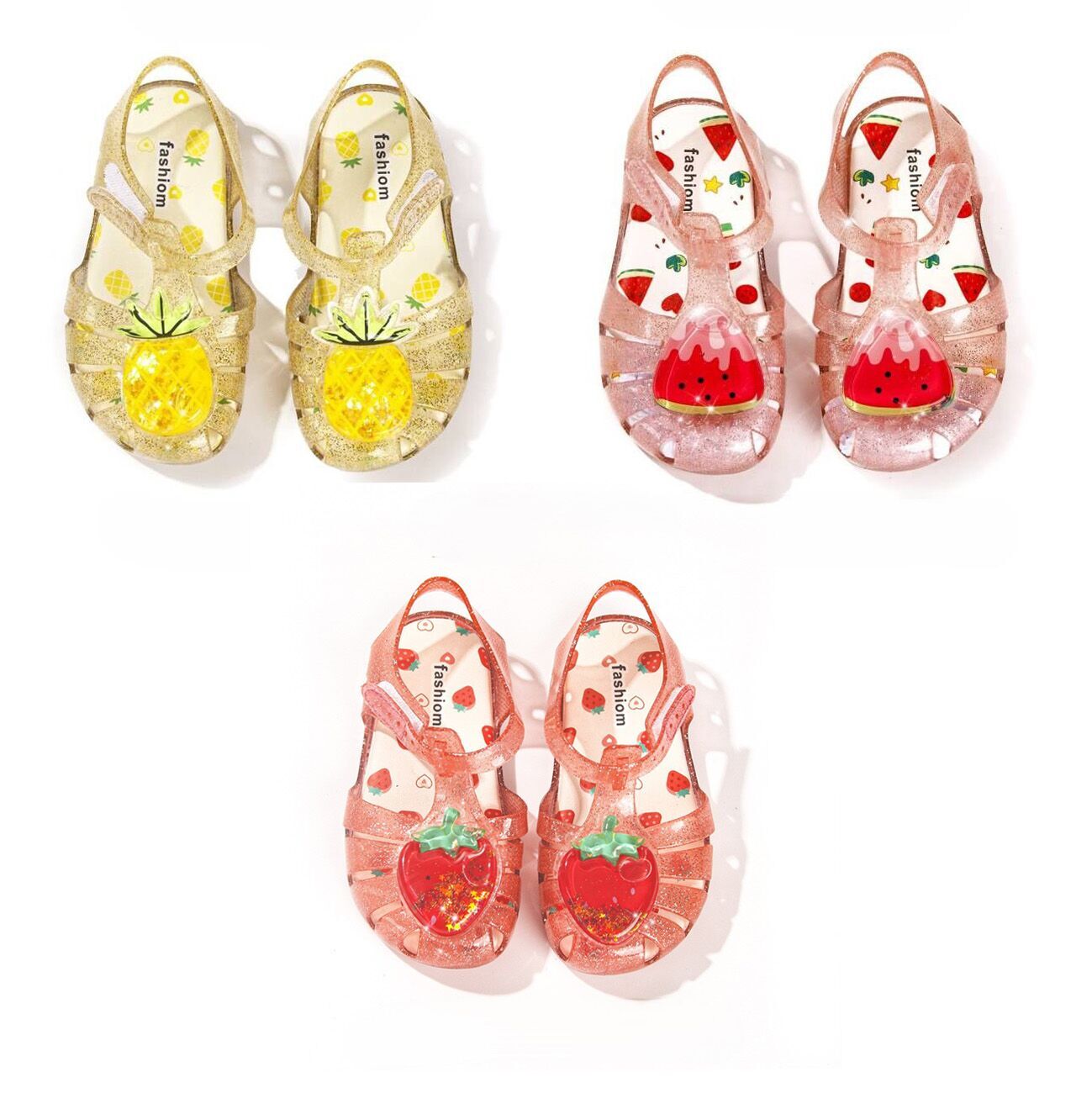 (Pre Order)Girls Summer Fruit Soft-soled Crystal Shoes