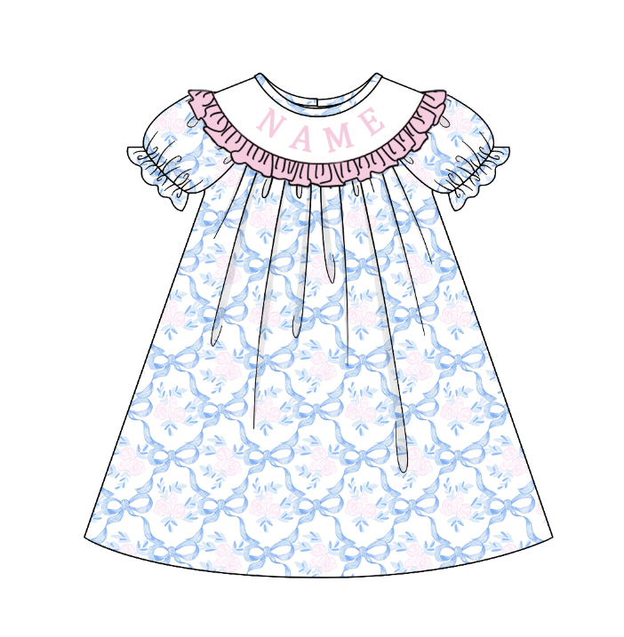(Pre Order)Sibling Spring and Summer Embroidery Smocked Dress,Romper&Shorts Set