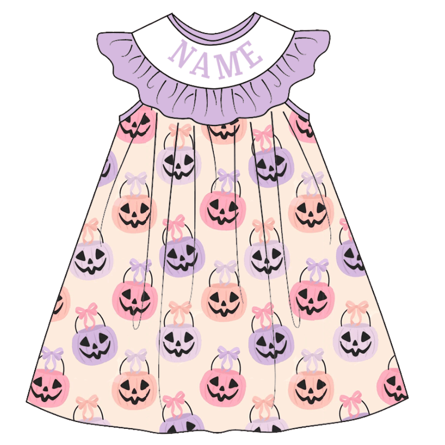 (Pre Order)Siblings Halloween Embroidery Smocked Dress,Set&Romper