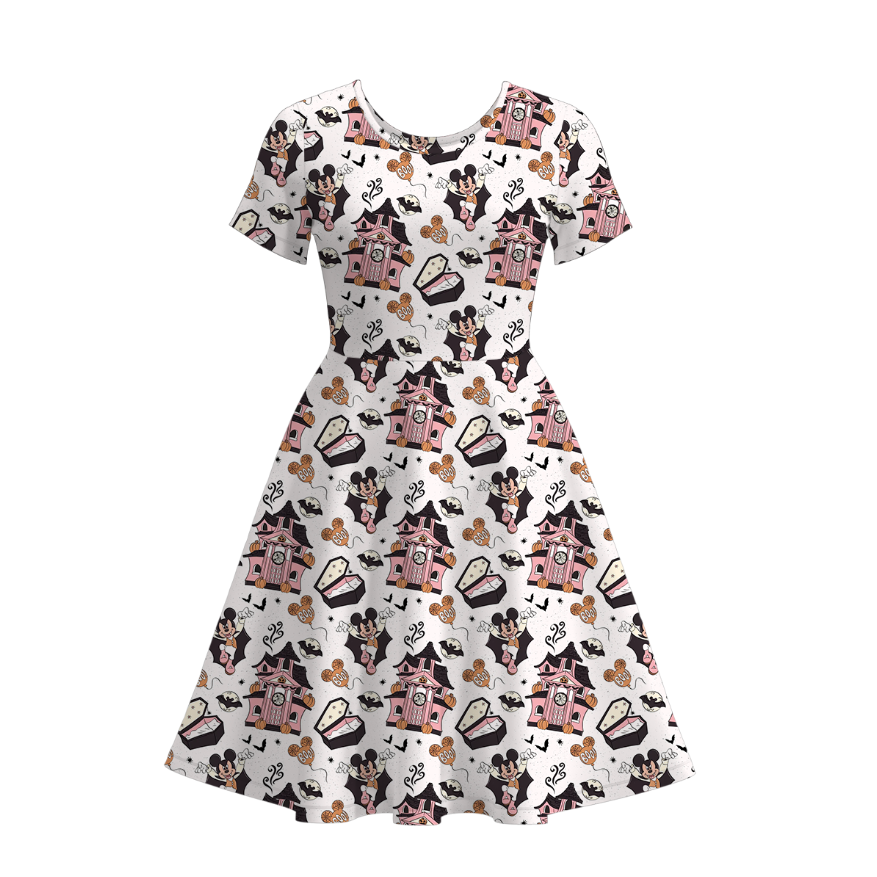 (Pre Order)Family Halloween Cartoon Print Dress