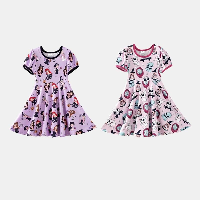 (Pre Order,Prepack Zone)Girls Halloween Cartoon Print Dress
