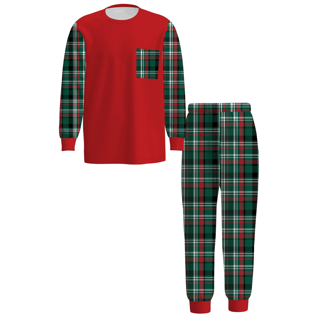 (Pre Order)Family Christmas Plaid Print Pajamas with Pocket