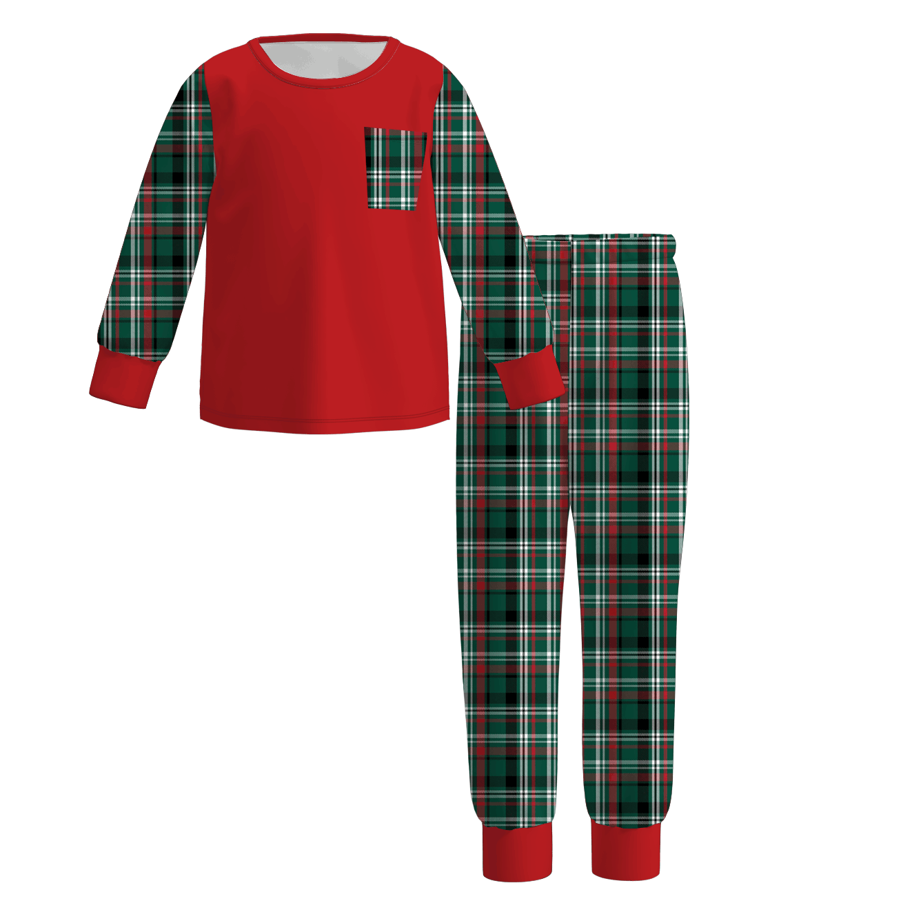 (Pre Order)Family Christmas Plaid Print Pajamas with Pocket