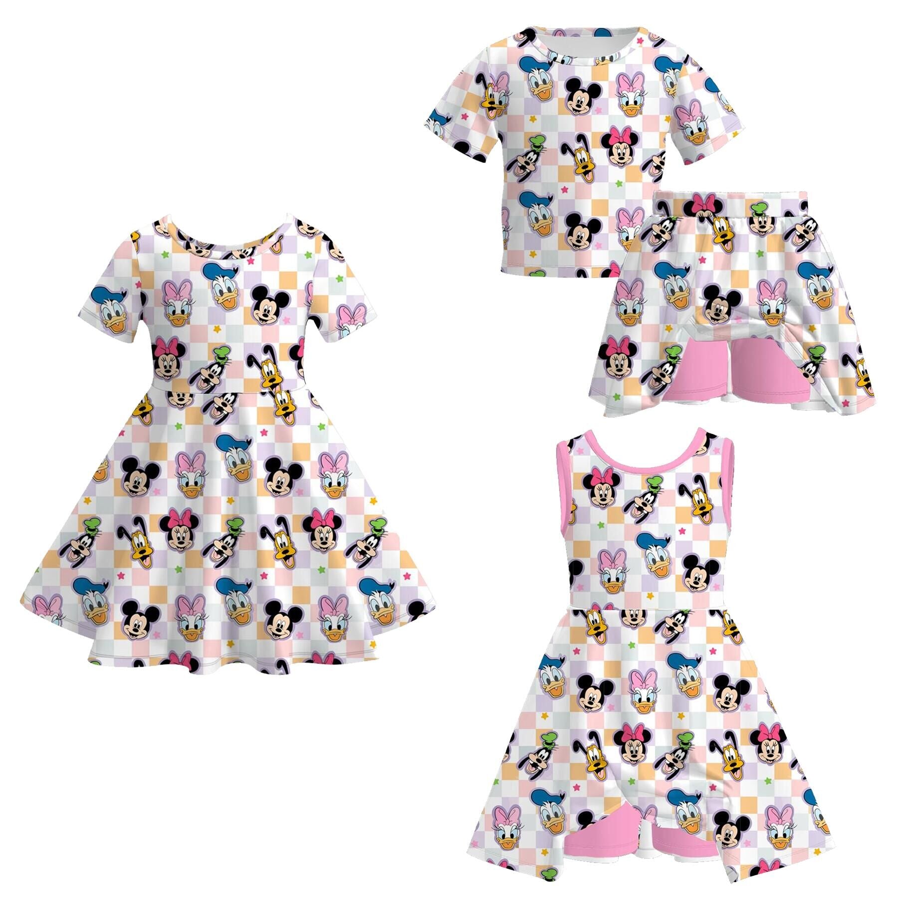 (Pre Order)Girls Summer Cartoon Print Dress&Set