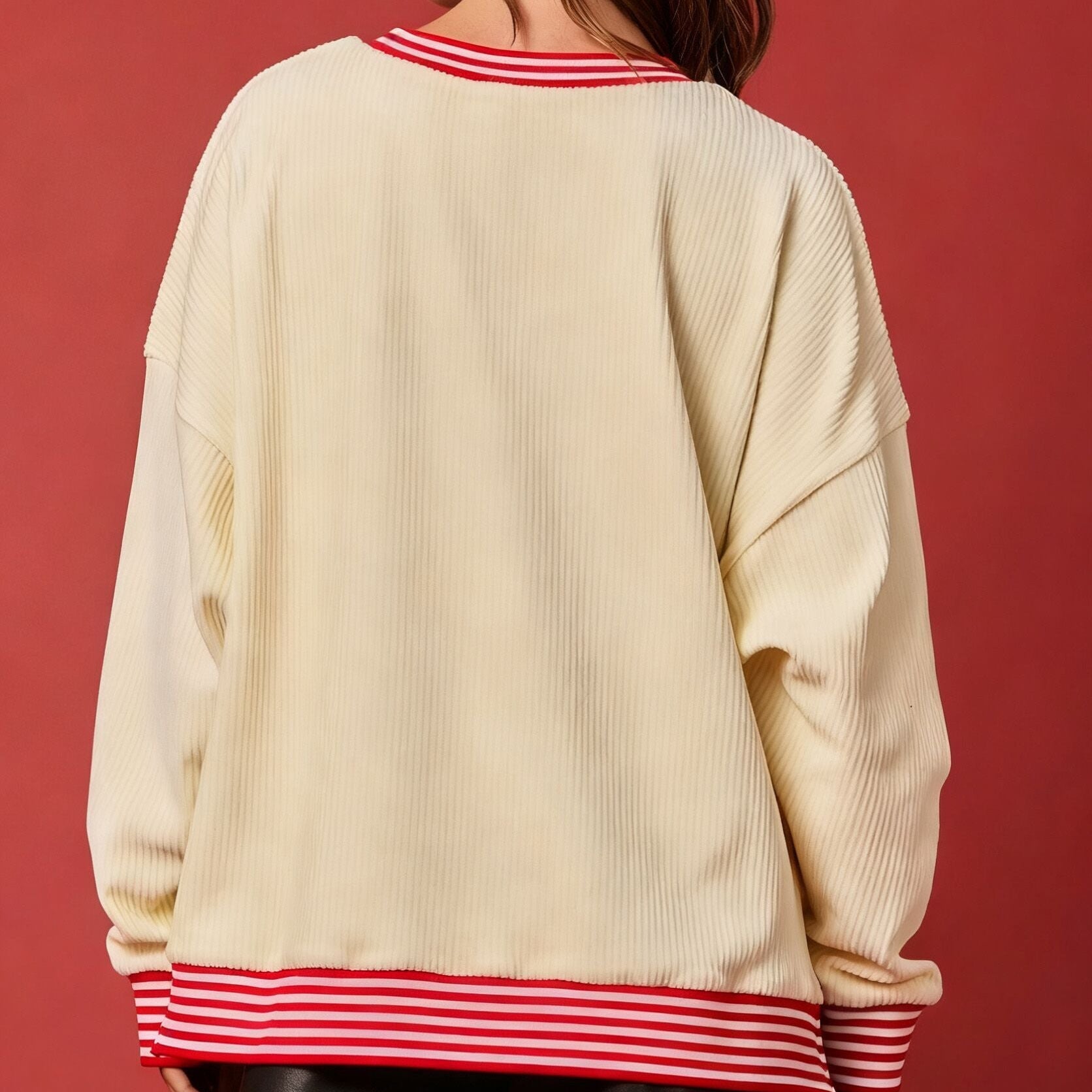 (Pre Order)Adults Christmas Santa Claus&Candy Cane Sequin Sweatshirt