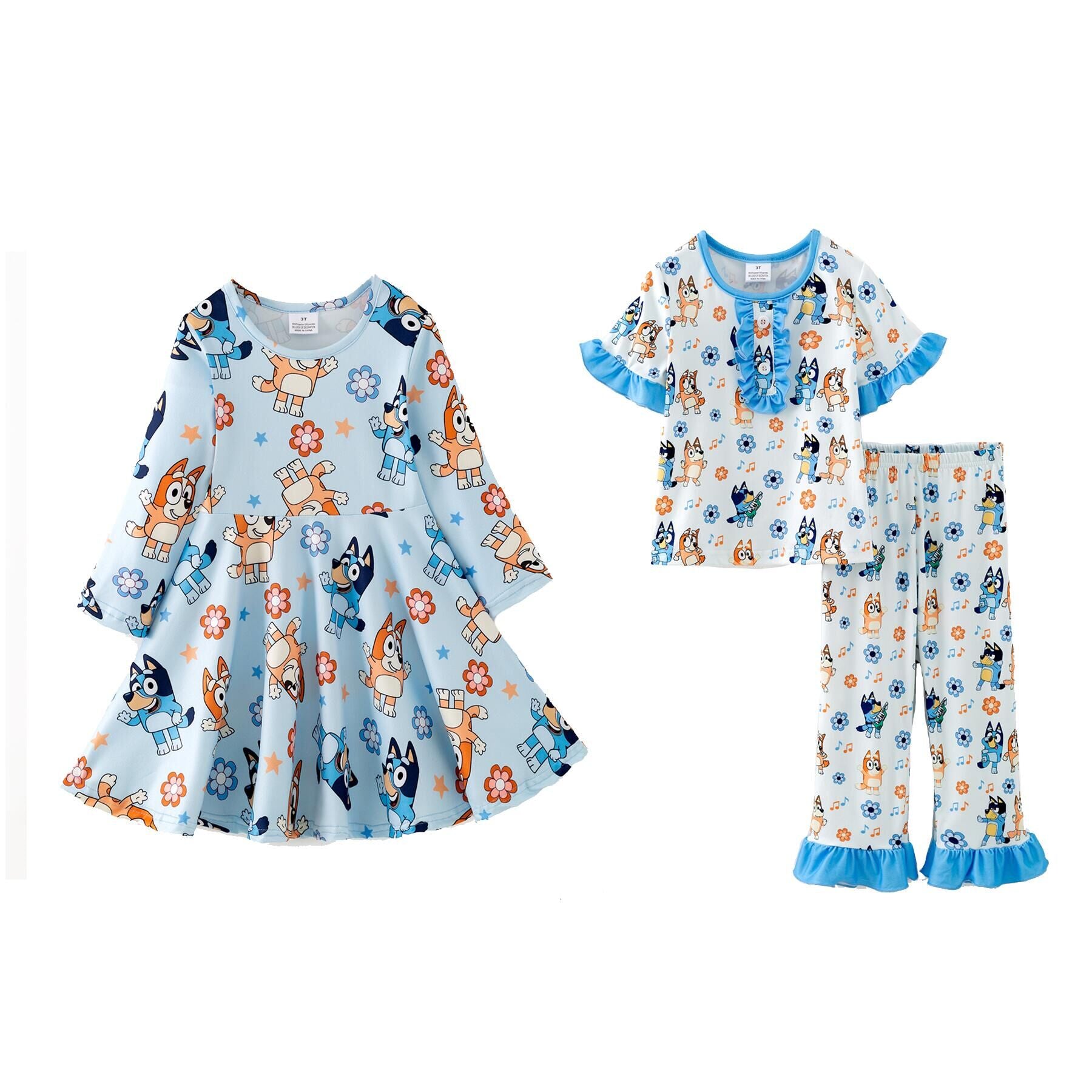 (Pre Order,Prepack Zone)Girls Cartoon Print Dress&Pajamas(Mix Size)