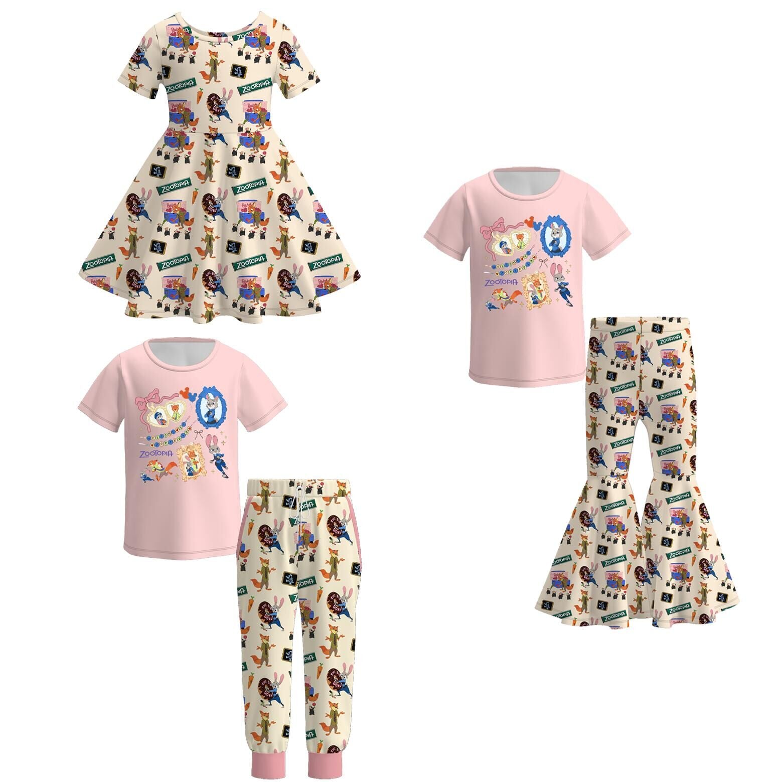 (Pre Order)Girls Cartoon Print Dress&Set