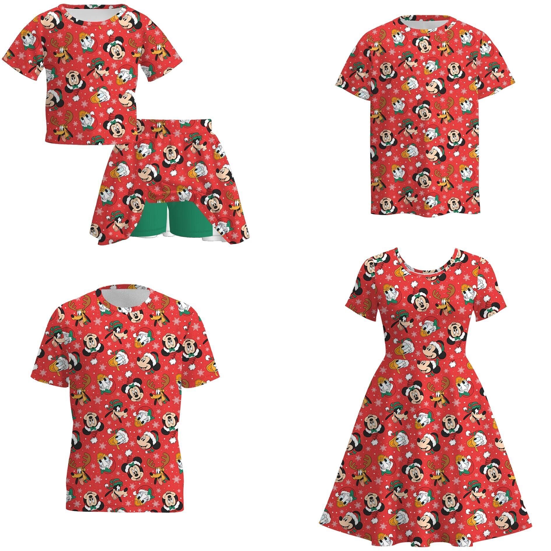 (Pre Order)Family Christmas Cartoon Print Dress,Set&Top