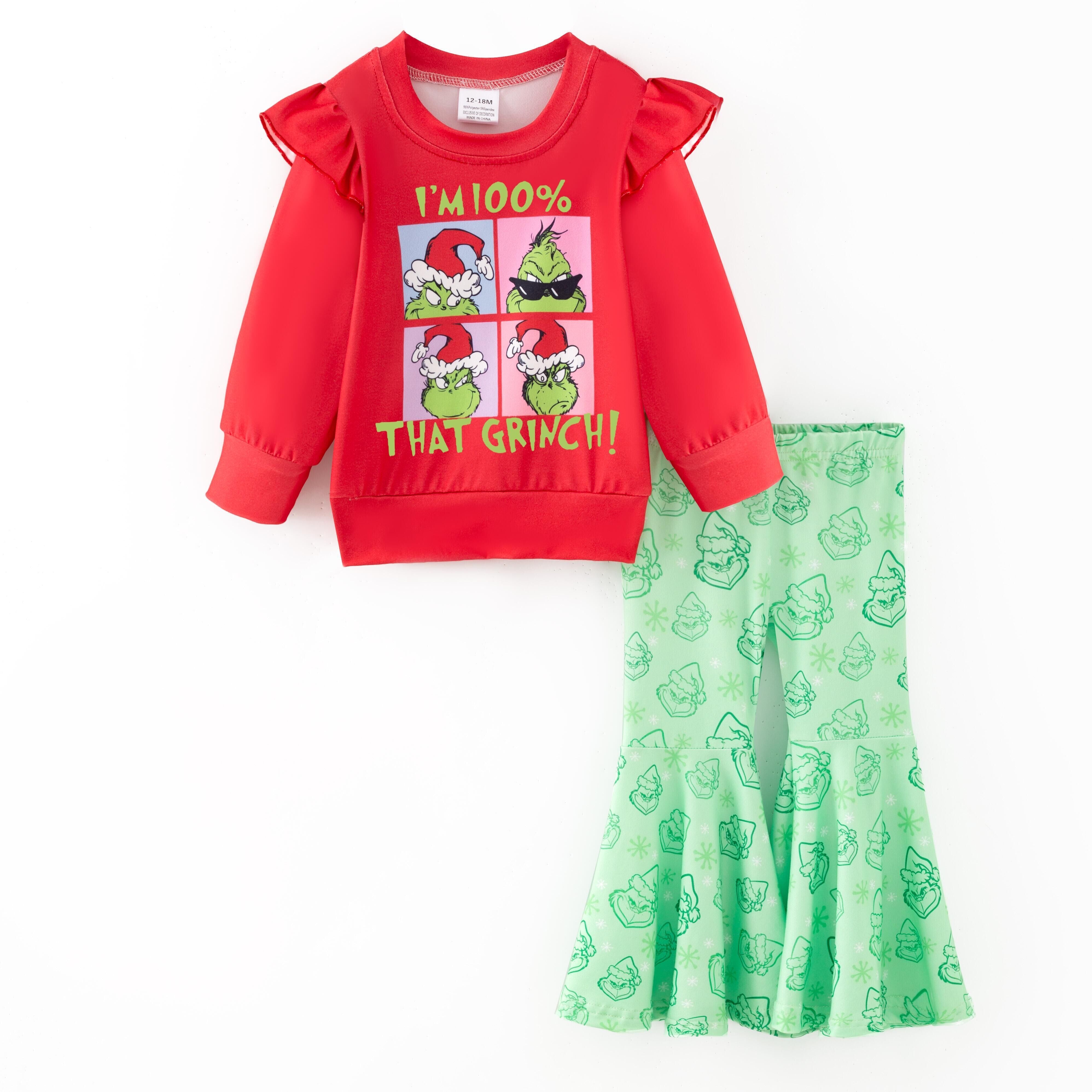 (Pre Order,Prepack Zone)Girls Christmas Cartoon Print Set,Dress&Top(Mix Size)