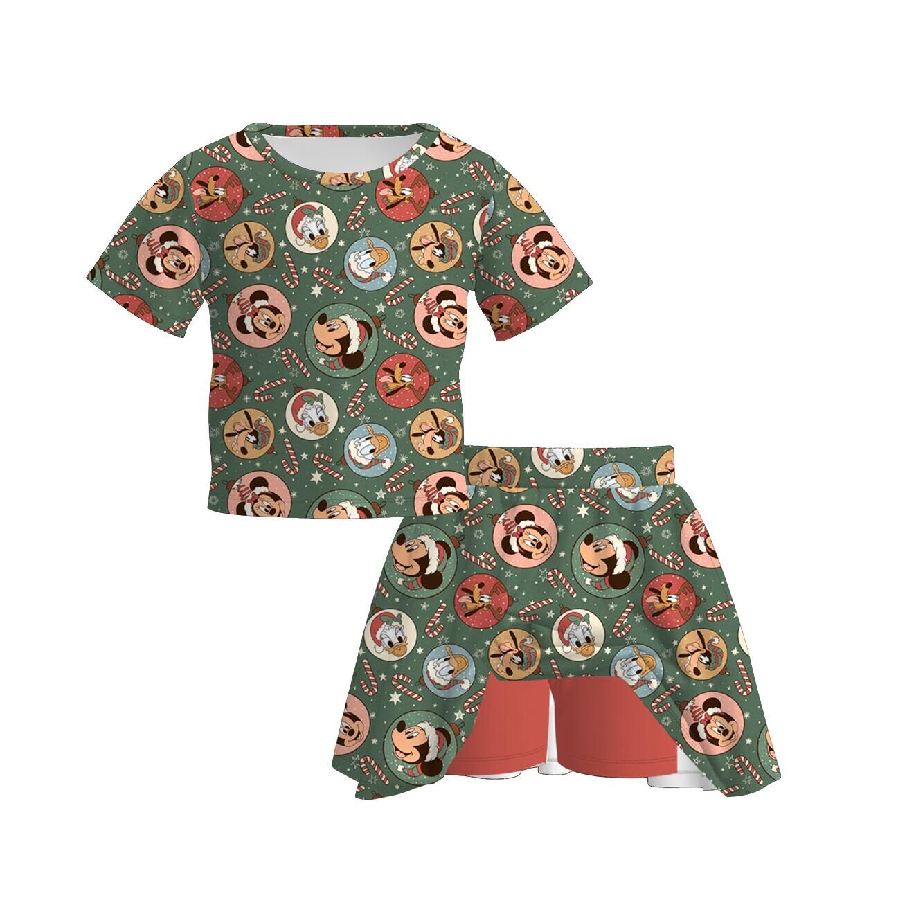 (Pre Order)Family Christmas Cartoon Print Dress,Set&Top