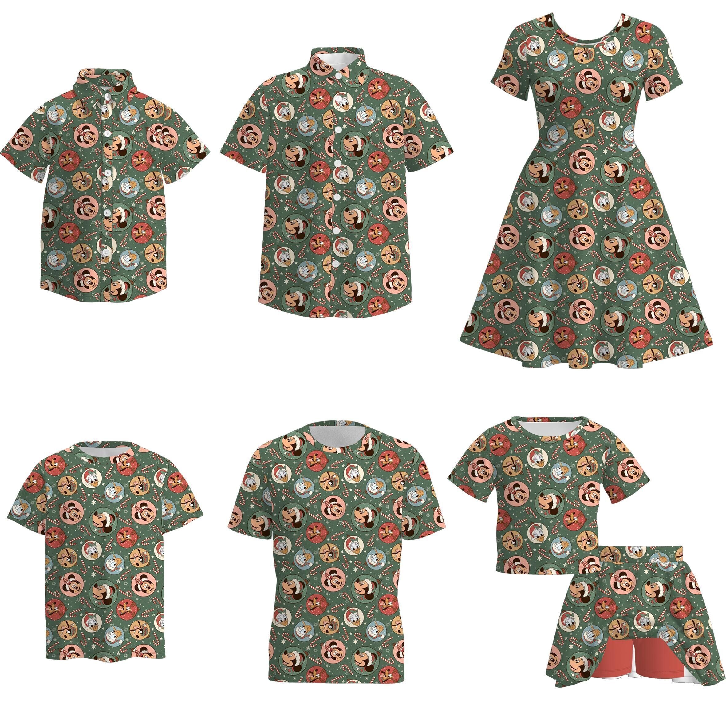 (Pre Order)Family Christmas Cartoon Print Dress,Set&Top