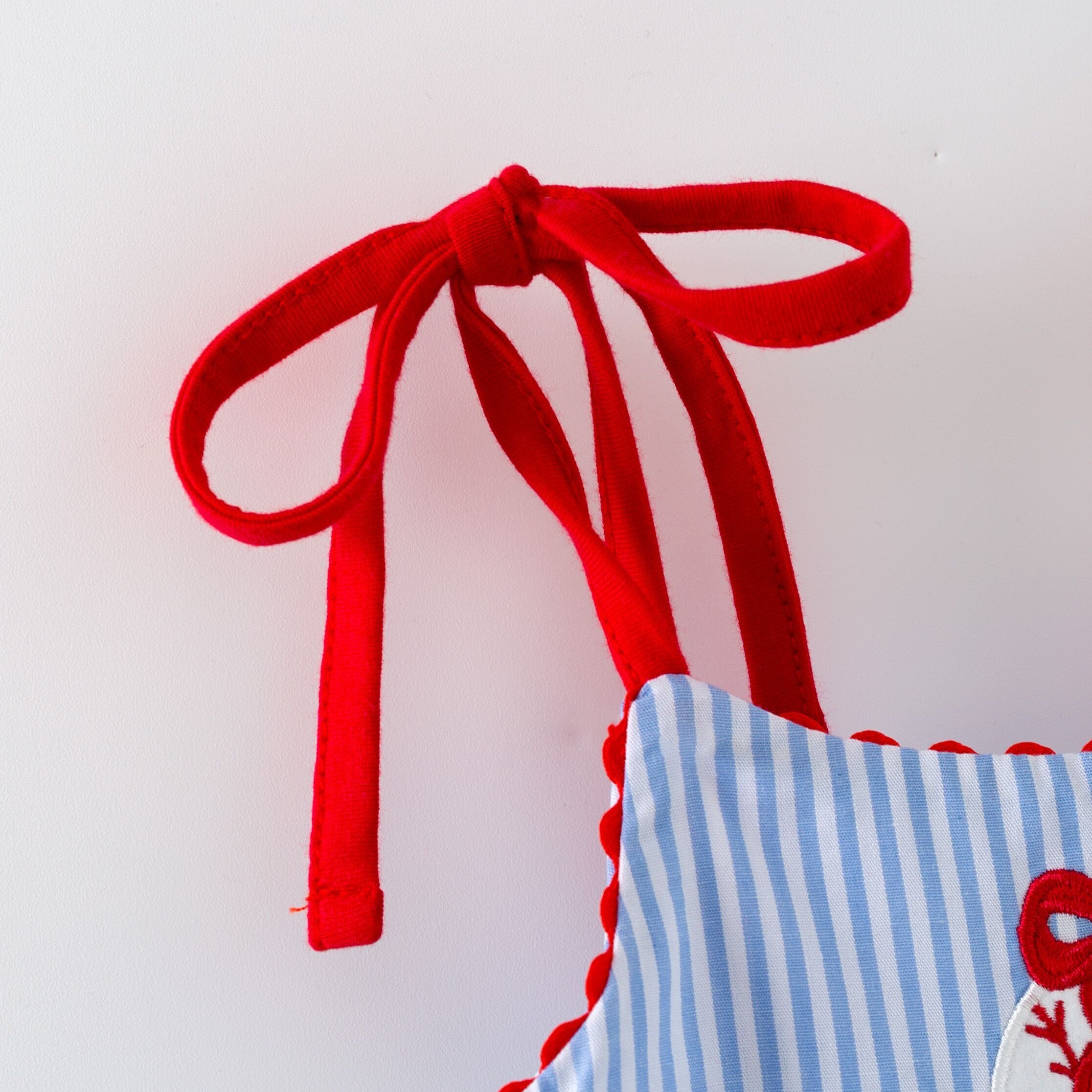 (In Stock)Toddler Girls Baseball Applique Smocked Cotton Romper