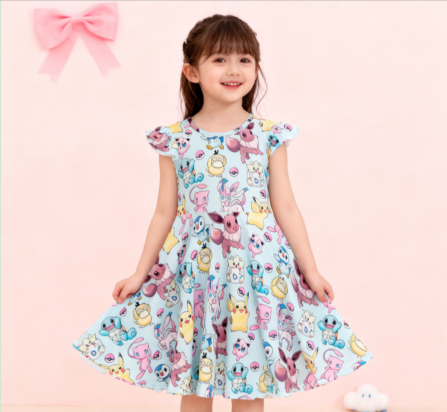 (Pre Order,Prepack Zone)Girls Spring&Summer Cartoon Print Dress(Mix Size)