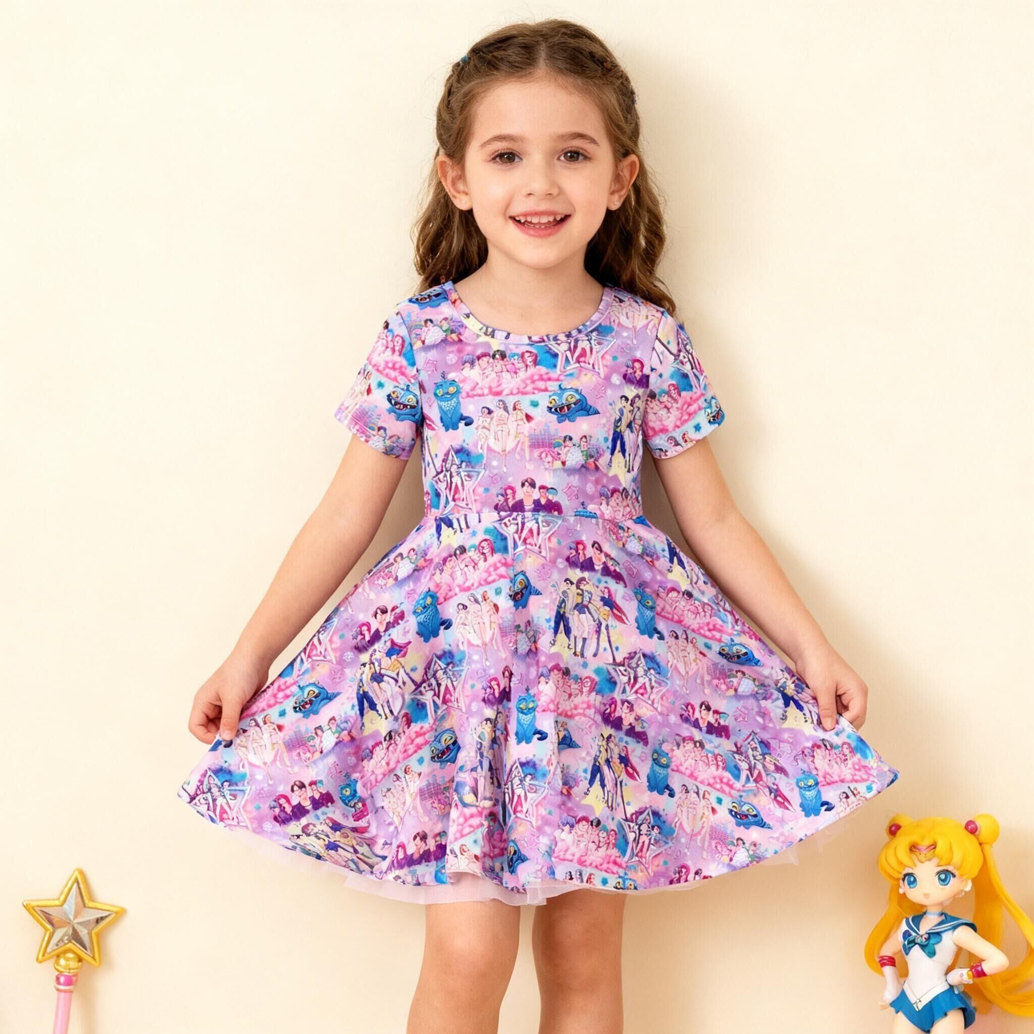 (Pre Order,Prepack Zone)Girls Movie Character Print Dress(Mix Size)