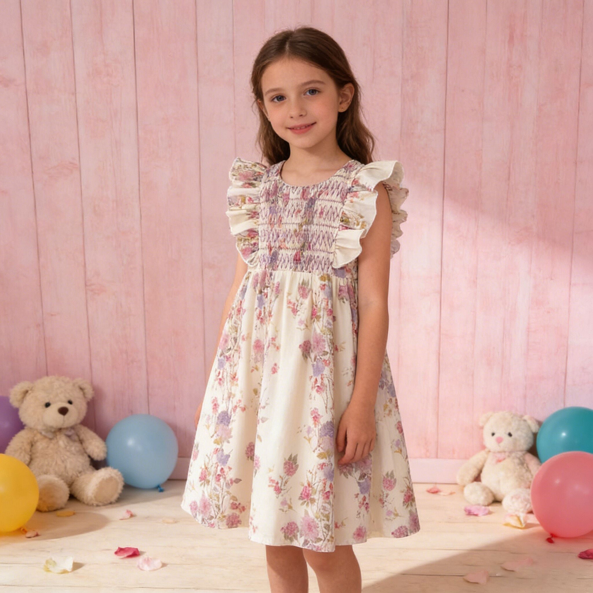 (In Production)Sisters Spring&Summer Floral Smocked Dress,Romper