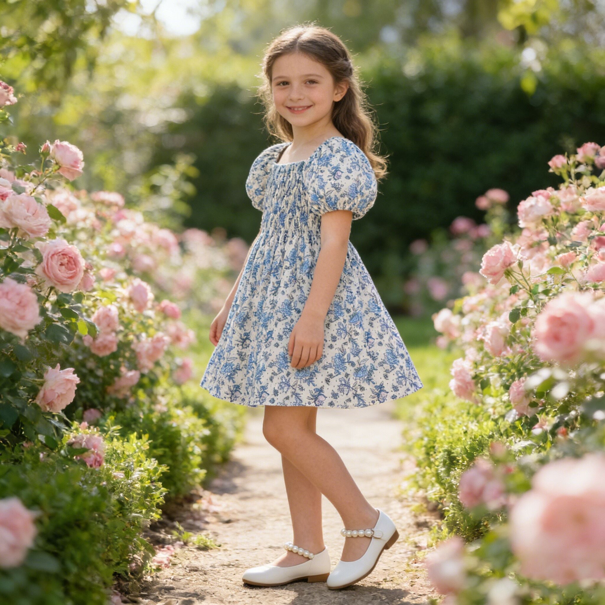 (In Production)Sisters Spring&Summer Floral Smocked Dress,Romper