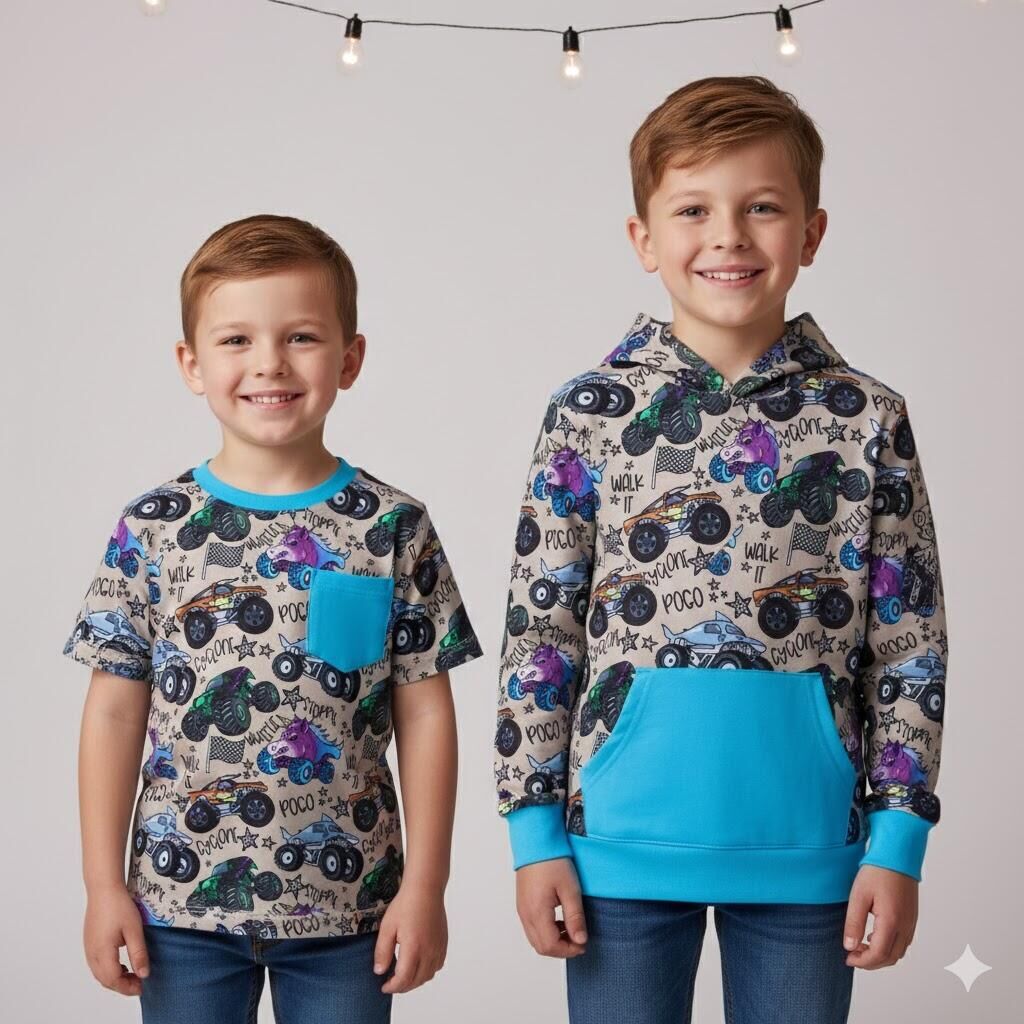 (Pre Order,Prepack Zone)Boys Spring&Summer Truck Print Hoodie(Mix Size)