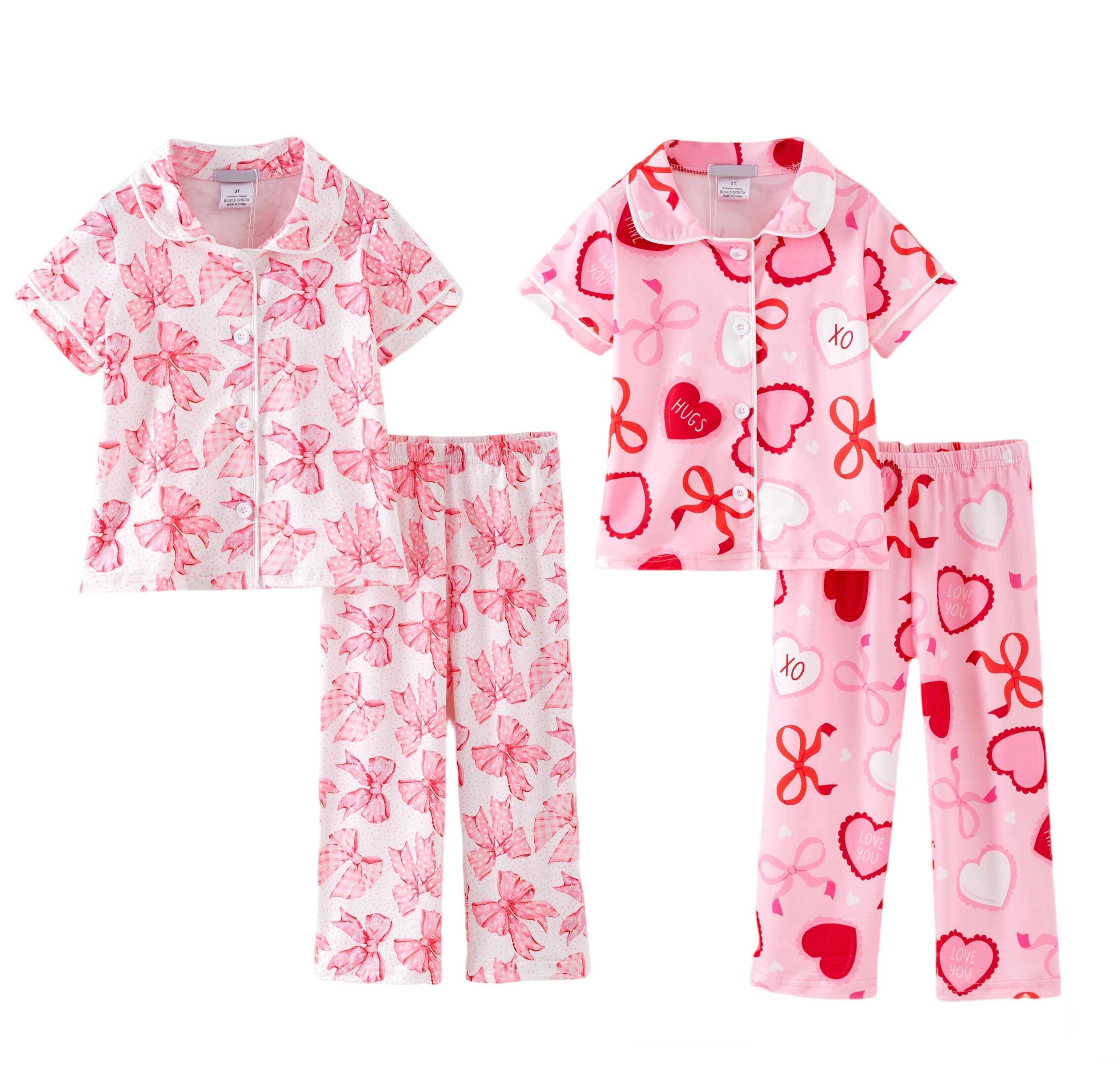 (Pre Order,Prepack Zone)Girls Valentine's Day Print Pajamas(Mix Size)