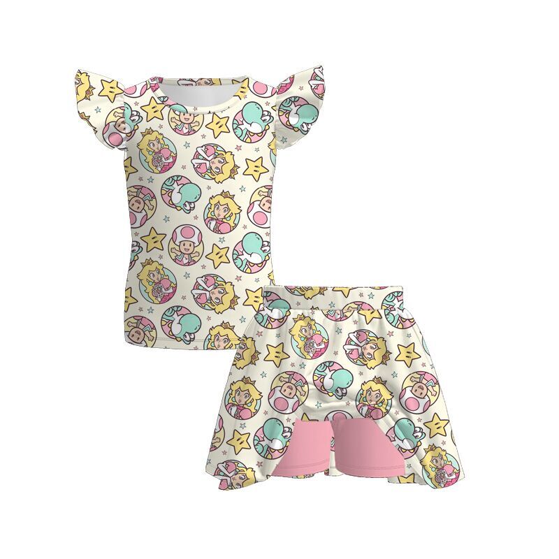 (Pre Order)Girls Spring&Summer Princess Print Skort Set