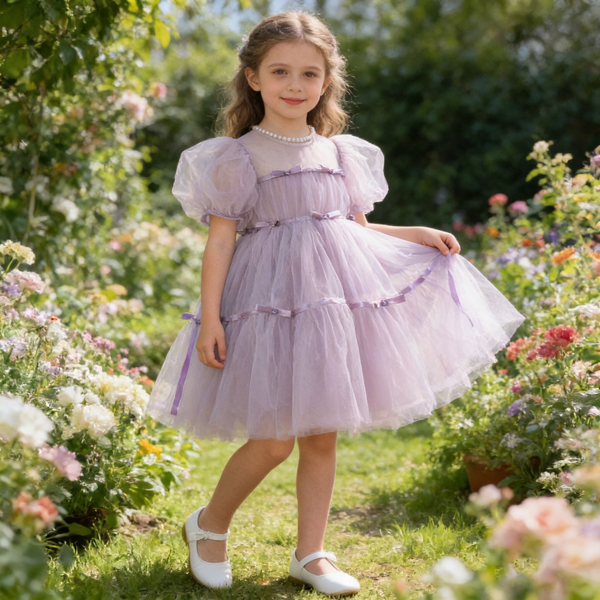 (In Production)Girls Spring&Summer Purple Gauze Dress